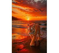 200 Piece Jigsaw Puzzles for Adults Sunset Waves Tiger Puzzle Fun Challenges Perfect for Relaxation Letter Printed on Back Interlock Perfectly No Dust for Men Women Elders Seniors 13.8 x 9.8 inch
