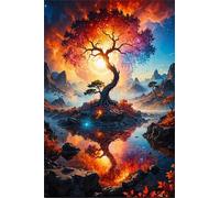 200 Piece Jigsaw Puzzles for Adults Tree of Life Lake Puzzle Fun Challenges Perfect for Relaxation Letter Printed on Back Interlock Perfectly No Dust for Men Women Elders Seniors 13.8 x 9.8 inch