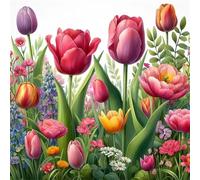 200 Piece Jigsaw Puzzles for Adults Tulip Daisy, 28x28cm Puzzles for adults 200 Pieces, Fun Present & Activity for Home, Jigsaw Puzzle for Birthday