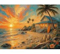 200 Piece Jigsaw Puzzles for Adults Twilight Cabin Seashells, Puzzles 200 Pieces for Adults, 14x10 inch Difficult Jigsaw Puzzles with Letters on Back, Fun puzzle for Family Activity