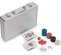 200 Piece Poker Set - Portable Poker Chip Set with 200 Casino Size 11.5 Grams Poker Chips 5 Red Dice, and Deluxe Aluminum Case KAV Silver One Size
