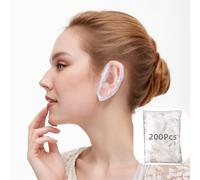 200-Piece Set of Disposable Waterproof Ear Covers - Clear Ear Protectors for Showers, Swimming, Hair Dye, Bathing & Spa Treatments - Ideal for Salons and Home Use