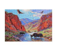 200 Piece Wooden Jigsaw Puzzle - Challenging | Canyon Herd Blue Sky And White Clouds | Design - Adult Brain Teaser & Unique Home Decor Gift,