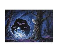 200 Piece Wooden Jigsaw Puzzle - Challenging | Crystal Bat Owl Painting | Design - Adult Brain Teaser & Unique Home Decor Gift,