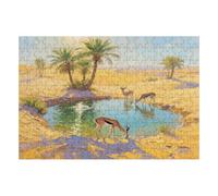 200 Piece Wooden Jigsaw Puzzle - Challenging | Desert Oasis Antelope Drinking Water | Design - Adult Brain Teaser & Unique Home Decor Gift,