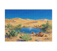 200 Piece Wooden Jigsaw Puzzle - Challenging | Desert Oasis Camel Resting | Design - Adult Brain Teaser & Unique Home Decor Gift,