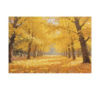 200 Piece Wooden Jigsaw Puzzle - Challenging | Golden Autumn Tree-lined Path | Design - Adult Brain Teaser & Unique Home Decor Gift,
