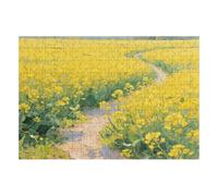 200 Piece Wooden Jigsaw Puzzle - Challenging | Golden Rapeseed The Winding Path | Design - Adult Brain Teaser & Unique Home Decor Gift,