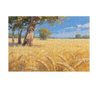 200 Piece Wooden Jigsaw Puzzle - Challenging | Natural Scenery Big Tree Wheat Seedlings Blue Sky | Design - Adult Brain Teaser & Unique Home Decor Gift,
