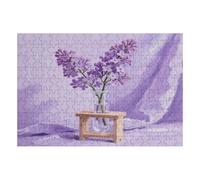 200 Piece Wooden Jigsaw Puzzle - Challenging | Purple Flower In Vase The Beauty Of Silence | Design - Adult Brain Teaser & Unique Home Decor Gift,