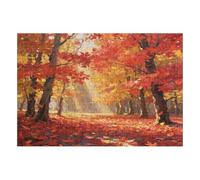 200 Piece Wooden Jigsaw Puzzle - Challenging | Qiulin Red Leaves All Over The Ground | Design - Adult Brain Teaser & Unique Home Decor Gift,