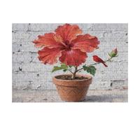 200 Piece Wooden Jigsaw Puzzle - Challenging | Red Flowers And Green Leaves Birds Accompany | Design - Adult Brain Teaser & Unique Home Decor Gift,