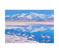 200 Piece Wooden Jigsaw Puzzle - Challenging | Snow Mountain Lake Flamingo | Design - Adult Brain Teaser & Unique Home Decor Gift,