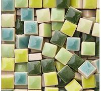 200 Pieces / 200 g Mosaic Tiles,Square Ceramic Mosaic Mosaic Glass Pieces Bulk Square 0.4x0.4 inch Mosaic Tiles for Home Decoration or DIY Crafts - Green Mix