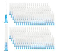 200 Pieces 23 g 0.6 x 25 mm Stainless Steel Dispensing Tube for Refill Liquids, Stainless Steel Dosing Accessories for Refill Liquids, Refill Tubes for Industry, Dispensing Tube with Lid for Industry