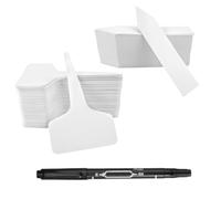 200 Pieces 4 Inch T-Type Plant Labels and Long Plant Labels with Marker Pen | Waterproof White Plastic Gardening Plant Labels, Garden Flower Labels for Outdoor Nursery, Seedlings, Herbs and Potted Plants