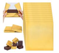 200 Pieces 7.87" Chocolate Bar Wrappers with White Backing, Aluminum Foil Candy Bar Wrappers, Square Chocolate Wrapping Paper Packaging Decoration for Handmade Sweets Snacks (Gold)