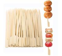 200 Pieces Bamboo Paddle Skewers 12CM, Flat Burgers Sticks Kids Wooden Fruits Picks Cocktail Sticks Barbecue Kebabs Skewers for Buffets Party Fountain Fondue