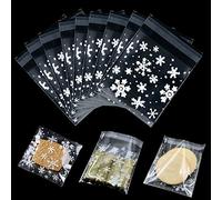 200 Pieces Cellophane Bags Clear Self-Adhesive Cookie Bags Plastic Sweet Bags for Bakery, Cookie, Candies, Biscuit, Jewelry, Soaps, Cards and Dessert (10 × 10 cm)…