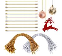 200 Pieces Christmas Ornaments String Gold and Silver Hang Tag Strings Polyester String with Snap Lock Fastener String Christmas Ornaments Hanger String Craft String for Christmas Hanging Decor