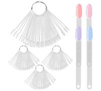 200 Pieces Clear Nail Swatch Sticks with Ring, Oval Transparent Nail Sample Sticks, Blank Color Display Tips Polish Tester Supplies for Tech Practice Manicure Art Home Salon DIY (Oval)