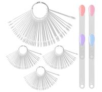 200 Pieces Clear Nail Swatch Sticks with Ring, Round Transparent Nail Sample Sticks, Blank Color Display Tips Polish Tester Supplies for Tech Practice Manicure Art Home Salon DIY (Round)
