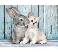 200 Pieces Cute Rabbit Cat Kids Cognition Toys Learning Adult Mind Games Puzzles 35x25CM