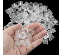 200 Pieces Disposable Ink Cap, Small Plastic Tattoo Ink Cups,Disposable Ink Caps Cups,Paint Container, Plastic Ink Containers for Medium Ink Pigment Cups (Transparent)