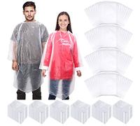 200 Pieces Disposable Rain Ponchos for Adults Bulk Emergency Rain Poncho Transparent Waterproof Throw Away Individually Wrapped Raincoat with Hood Clear Gear, Transparent, One size