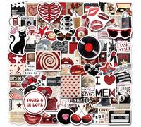 200 Pieces Downtown Girl Stickers Aesthetic, Trendy Stickers for Girls Teenagers Red and Black Downtown Girl Stickers Journal Laptop Urban Fashion Party Decoration Room Decoration