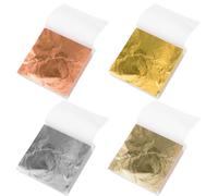 200 Pieces Gold Leaf Sheets, 4 Colors Metallic Gold Leaf Paper for Cakes, Desserts, Chocolate, Art and Craft, Face Masks, Nail Art, Resin Gilding Crafting, Furniture Home Decor (8 * 8.5cm)