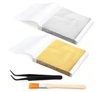 200 Pieces Gold Leaf Sheets, Gold Foil Flakes Imitation Leaf Sheets for Crafting, Art & DIY Projects, Picture Frames, Home Walls, Interior, Nails, Furniture Home Decor, 8 x 8.5 cm (Gold, Sliver)