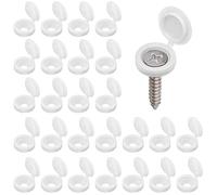 200 Pieces Hinged Screw Cover Caps White Plastic Screw Caps Fold Screw Snap Covers Screw Decorative Covers for Screws Cabinets Furniture Shelf Cupboards
