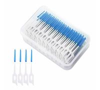 200 Pieces Interdental Brushes,Dual-Use Dental Floss Sticks,Silicone Dental Picks,Picks Interdental Brush,Portable Oral Tooth Clean,Tooth Gap Brush,Silicone Floss for Oral Cleaning (Blue)