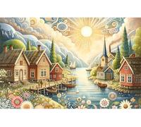 200 Pieces Jigsaw Puzzles For Adults Educational Game Challenge Toy Gifts 200 piece puzzles for adults Family Activity Game Puzzle Seaside Village Flowers