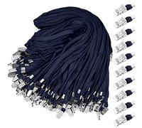 200 Pieces Lanyards Flat Bulk Lanyards Neck Lanyard with Clip Lanyard Bulldog Clips Badge Lanyards with Swivel Hook Attachment Lanyards for ID Cards Badges Holder, Blue,navy Blue, Large