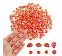 200 Pieces Mini Strawberry for Dollhouse Miniatures Resin Food for Crafts Cute Tiny Strawberry Decor for Dollhouse Mini Kitchen Fairy Garden Micro Landscaping Decoration