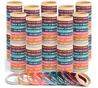 200 Pieces Motivational Wristbands Bulk - Inspirational Silicone Bracelets in 10 Vibrant Colors, Stretchy Rubber Bands for Team Building, Events, Gifts for Adults, Coworkers, Employees (20 Each Style)