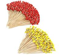 200 Pieces of 12Cm Double-Beaded Bamboo Sticks, Cocktail Sticks, Food Sticks, Party Food Selection, Red Cocktail Sticks, Finger Food Selection