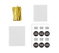 200 Pieces Of Transparent Plastic Bags, With 120 Stickers And 1 Wrapping Wire, Food Packaging Bags, Baking Accessories, Candy Bags, Gift Bags