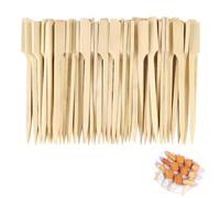 200 Pieces Paddle Bamboo Skewers, Flat Burgers Sticks Children Skewers Kids Wooden Fruits Picks Cocktail Sticks Satay Skewers Barbecue Kebabs Skewers for Buffets Party,Cocktail Sticks