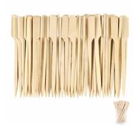 200 Pieces Paddle Bamboo Skewers, Flat Burgers Sticks Children Skewers Kids Wooden Fruits Picks Cocktail Sticks Satay Skewers Barbecue Kebabs Skewers for Buffets Party