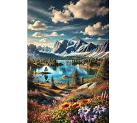 200 Pieces Puzzle For Adults Landscape Lake Wildflowers Jigsaw Puzzles Teens Educational Toys Challenging puzzles for Wall Decor Gifts Finished Size: 35x25 cm
