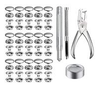 200 Pieces Snap Fastener Kit, BetterJonny 15mm Heavy Duty Stainless Steel Snap Button Press Stud Cap with Pliers and 3 Setting Tools for Marine Boat Canvas Bag Leather DIY Craft