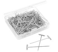 200 Pieces Strong Steel T-Pins for Blocking, Knitting & Modelling, 1 inch Nickel Plated T-Pin Needles with Hinged Reusable Tin