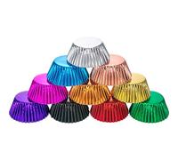 200 Pieces Sumind Foil Cupcake Liners Standard Size Metallic Cupcake Liners Paper Baking Cups Muffin Case Decoration Cups, 10 Colors