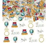 200 Pieces Travel Bachelorette Party Confetti - Traveling From Miss to Mrs Bridal Shower Decorations, Double Sided Travel Paper Confetti Scatter Table Decor for Engagement Wedding Party