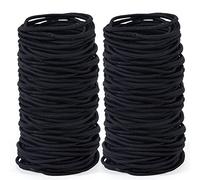 200 Pieces Women's Elastic Hair Bands, Hair Scrunchies Bands for Girls, 2 mm Black Seamless Elastic for Women, Girls and Children