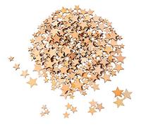 200 Pieces Wooden Stars Blank Wood Star Slices Mini Star Embellishments for Wedding Crafts Making DIY, 4 Sizes Mixed