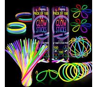 200 Premium Glow Sticks Party Pack 8 inch with Connectors to make Neon Bracelets,Necklaces,Eye Glasses and Balls for Party Supplies-Multi Coloured-410 Pcs